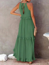 Lila - Stylish halter ruffle maxi dress with pockets for summer