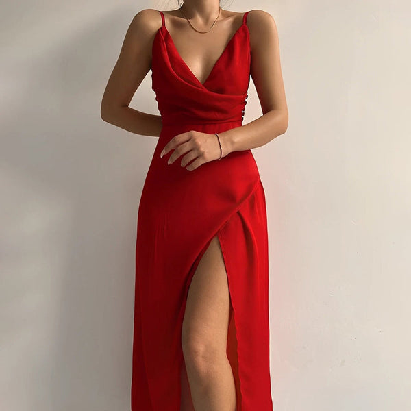 Charming Sleeveless Maxi Dress with Slit - Perfect Formal Attire