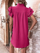 Lila - Stylish mini dress with ruffle details and flowy cap sleeves