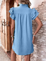 Lila - Stylish mini dress with ruffle details and flowy cap sleeves