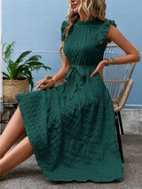 Liam - Flowy midi dress with ruffled sleeves and tie details