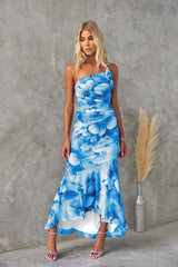 Madalyn - Stylish one-shoulder pleated summer dress with eye-catching print