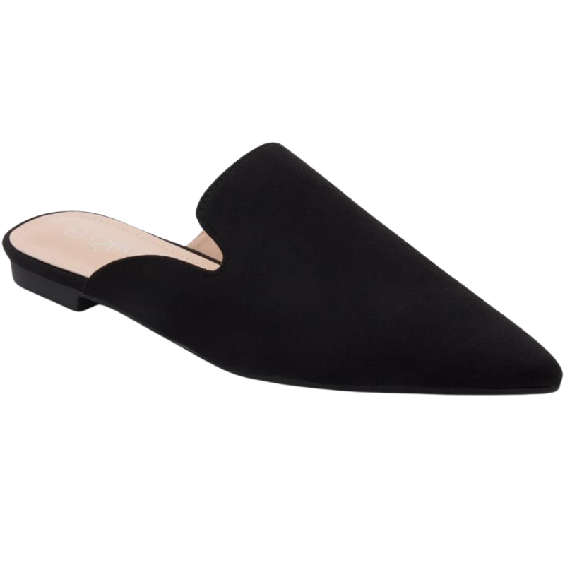 Women's Pointed Toe Backless Mules – Slip-On Flats for Office & Party